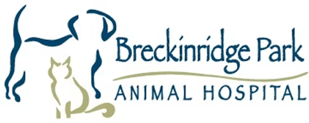 Breckinridge Park Animal Hospital logo with outline of a dog and cat.