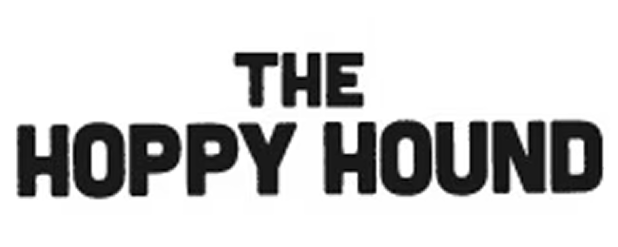 Text logo: "The Hoppy Hound" in bold, black uppercase letters on a white background.